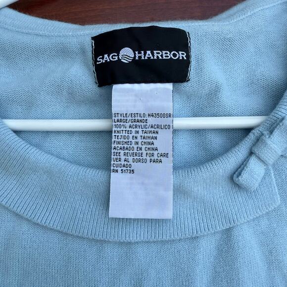 Sag Harbor Light Blue 3/4 Sleeve Knit Top - Size L - Picture 2 of 6